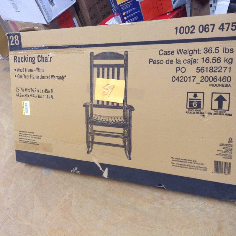lot 89 image: Rocking Chair Wood Frame White never used