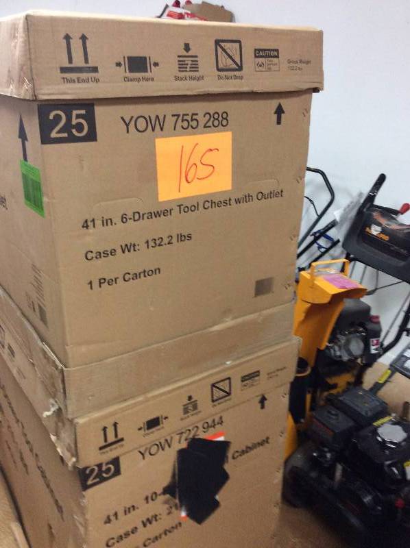 lot 165 image: Husky 41 in. 6-Drawer Chest and 10 drawer Cabinet new