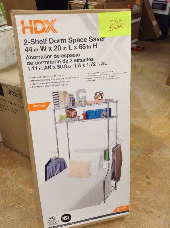 lot 32 image: HDX 2 Shelf Dorm Space Saver 44 in x 20 in x 68 in New