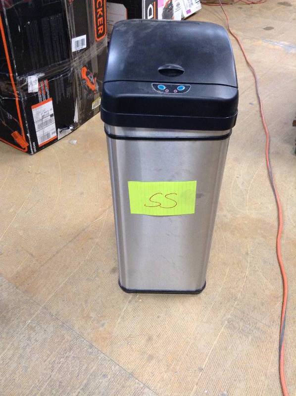 lot 55 image: Simplehuman 13 Gal  stainless steel trash can