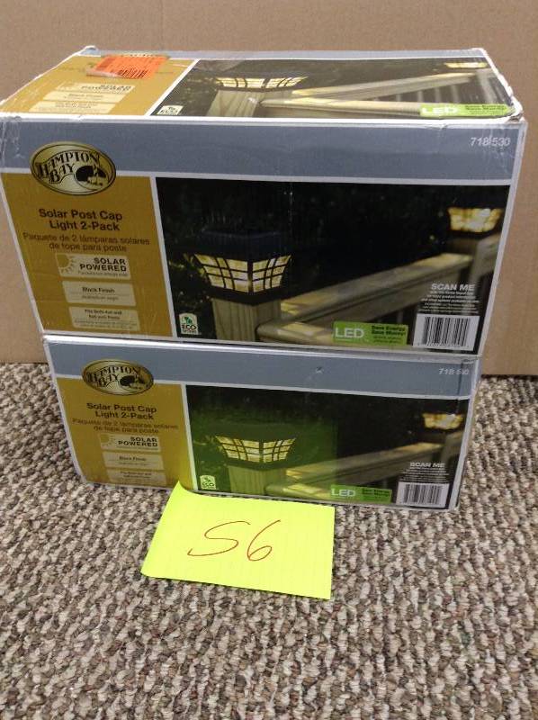 lot 56 image: Lot of 2 Hampton Bay Solar Post Cap Light 2 Pack