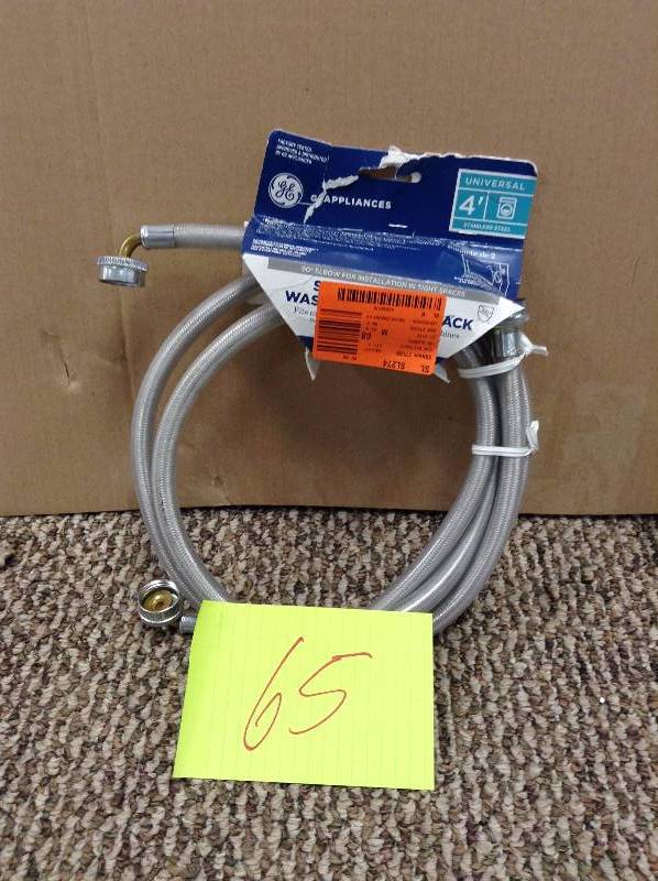 lot 65 image: Ge 4 Ft. Universal Stainless Steel Washer Hose
