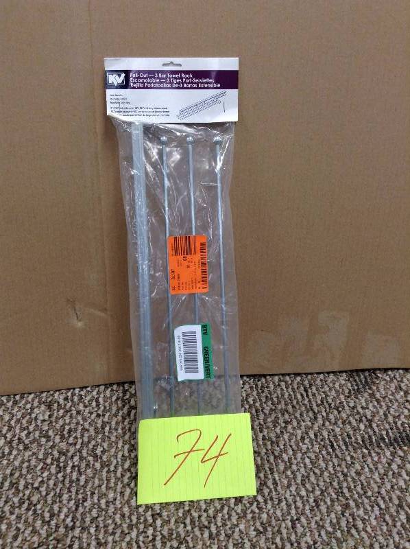 lot 74 image: Pull Out 3 Bar Towel Rack