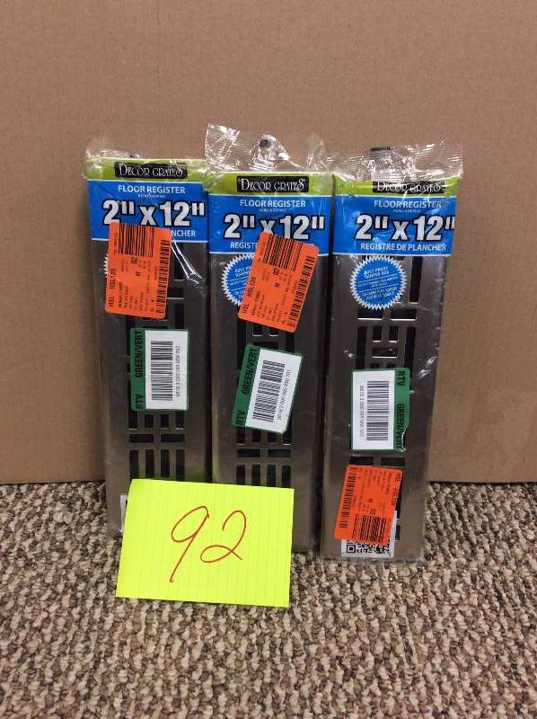lot 92 image: Lot of 3 Floor Registers 2x12