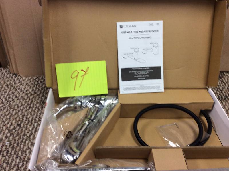 lot 97 image: Glacier Bay Single Handle Spray Pull Out Down Sprayer Kitchen Sink Faucet Chrome