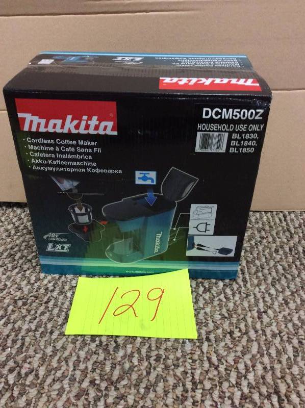 lot 129 image: Makita 18-Volt LXT Lithium-Ion Cordless Coffee Maker (Tool-Only) not used