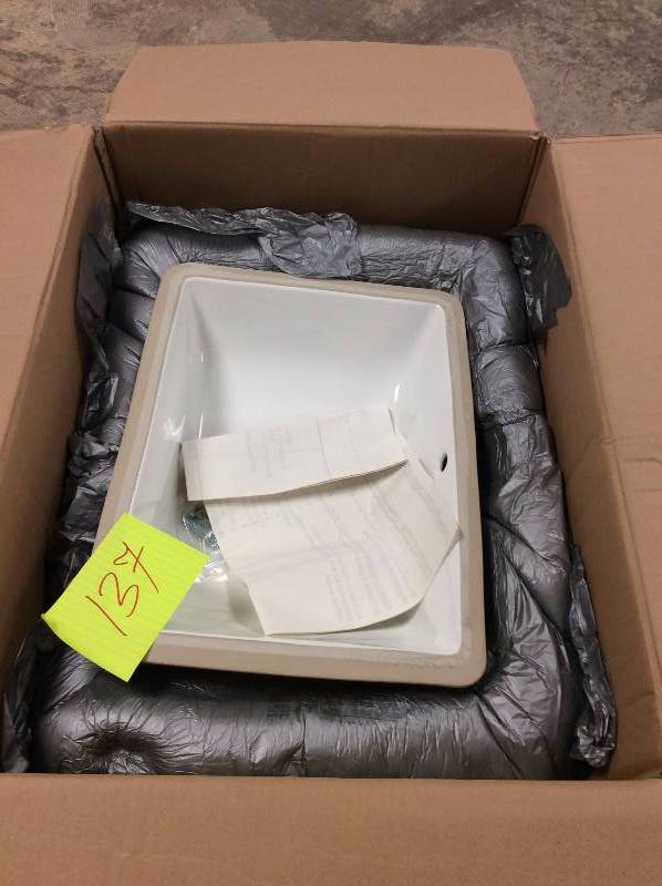lot 137 image: American Standard Linen Undermount Rectangular Bathroom Sink with Overflow