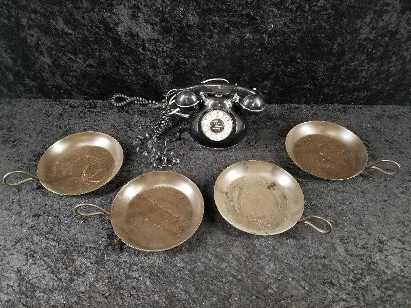 lot 23 image: Lot - Old Fashion Candleholders, & Phone