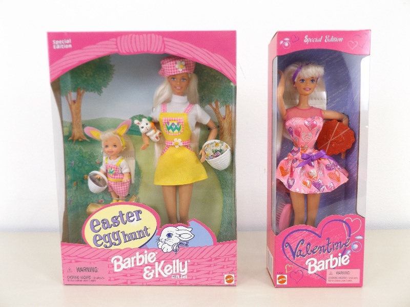 lot 19 image: New in Box Valentine Barbie, and Easter Barbie & Kelly Gift Set