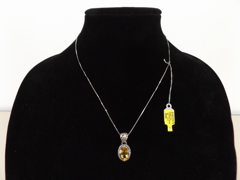 lot 23 image: NEW Sterling Silver Citrine Pendant and Necklace
