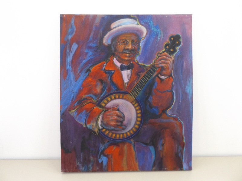 lot 27 image: AWESOME Large Oil on Canvas Folk Art Painting