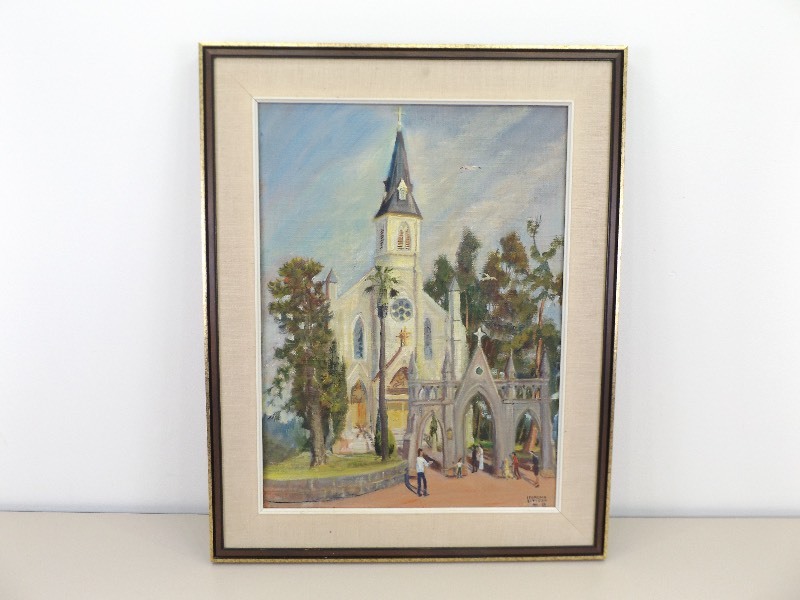 lot 29 image: Framed Signed Painting on Board of a Church