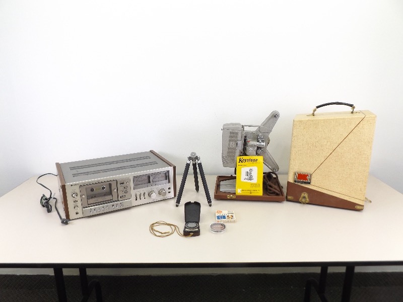 lot 43 image: Vintage Sony Stereo Cassette Deck, Keystone Projector, and Accessories