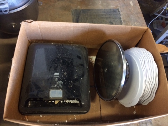 Paper Towel Dispenser, Plates, Serving Tray, Bins
