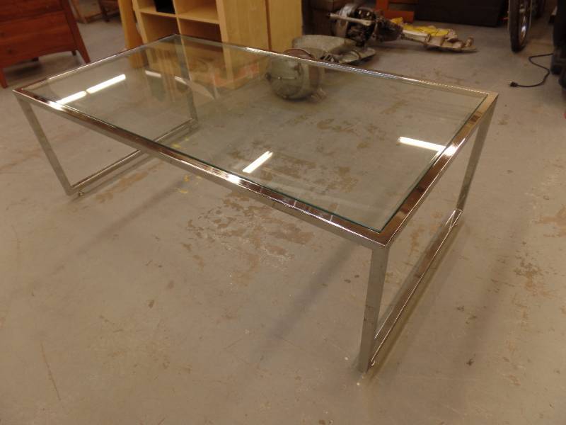 CHROME AND GLASS COFFEE TABLE