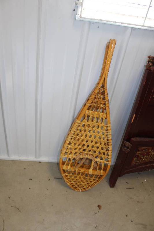 lot 40 image: Wood Snow Shoes w Rawhide Bindings