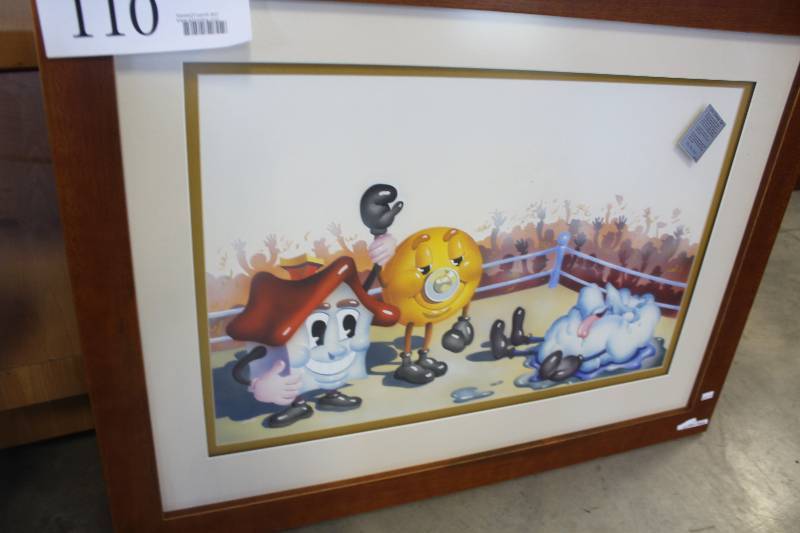 lot 110 image: M&M Boxing by John Keely Signed Framed Matted Original Art