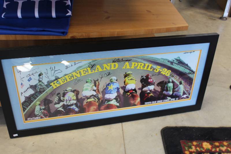 lot 256 image: Keeneland April 5, 1926 Signed Framed Matted Horse Race Wall Art