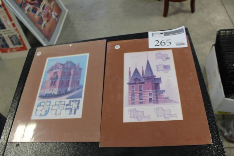 lot 265 image: Lot of (2) House Plan Wall Art