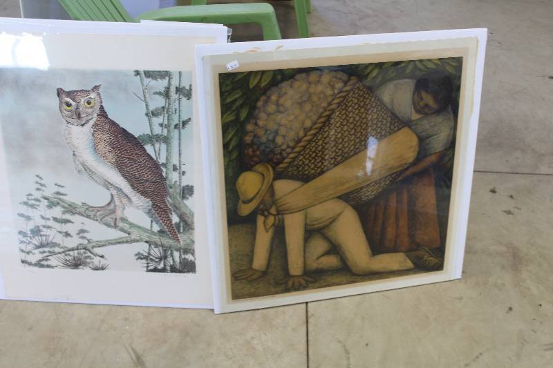 lot 291 image: Lot of (2) Signed Prints Includes 1935 Diego Rivera, Owl by Ruth Heppler #109300