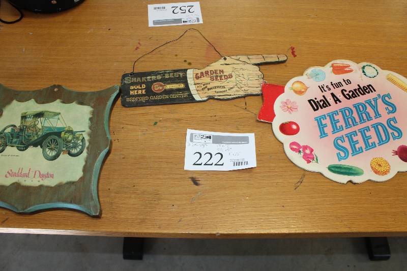 lot 222 image: Lot of (2) Wall Signs Includes Ferrys Seeds, Stoddard Dayton