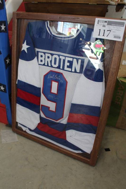 lot 117 image: Neal Broten Signed Jersey #9 In Shadow Box