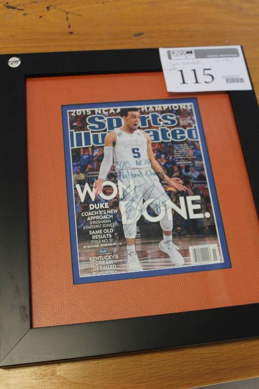 lot 115 image: Duke Won & Done NCAA Basketball Champions Sports Illustrated Cover Signed Framed Matted Wall Art