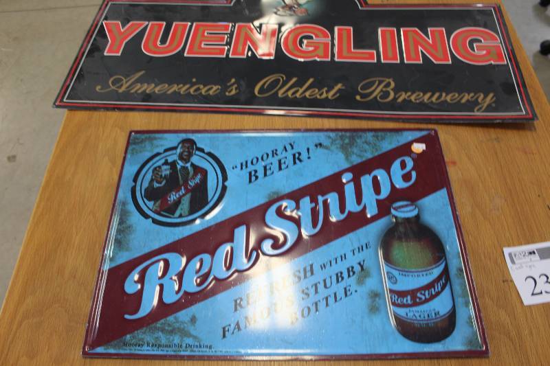 lot 238 image: Lot of (2) Beer Wall Signs Includes Yuengling, Red Stripe