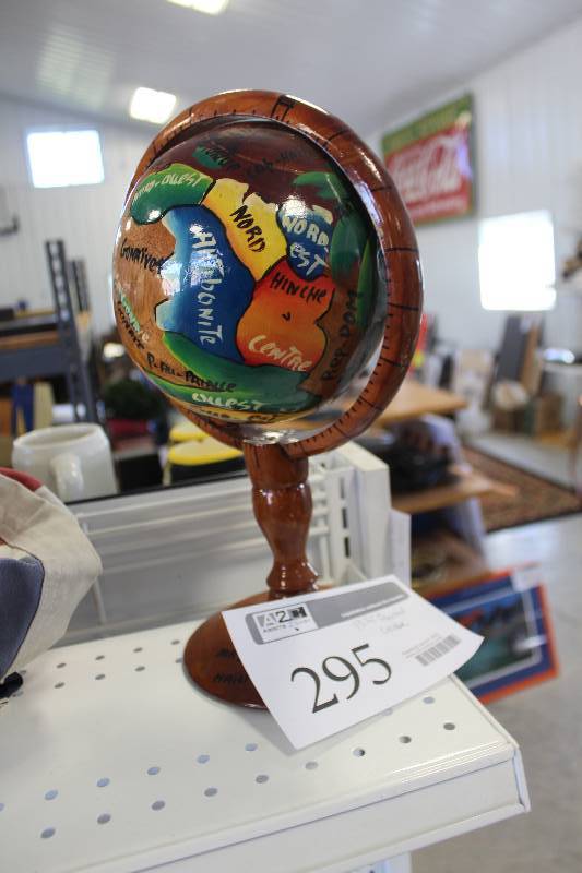 lot 295 image: 13in. Painted World Globe w Stand