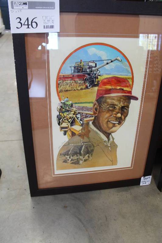 lot 346 image: American Farmer by John Keely Signed Framed Matted Original Art