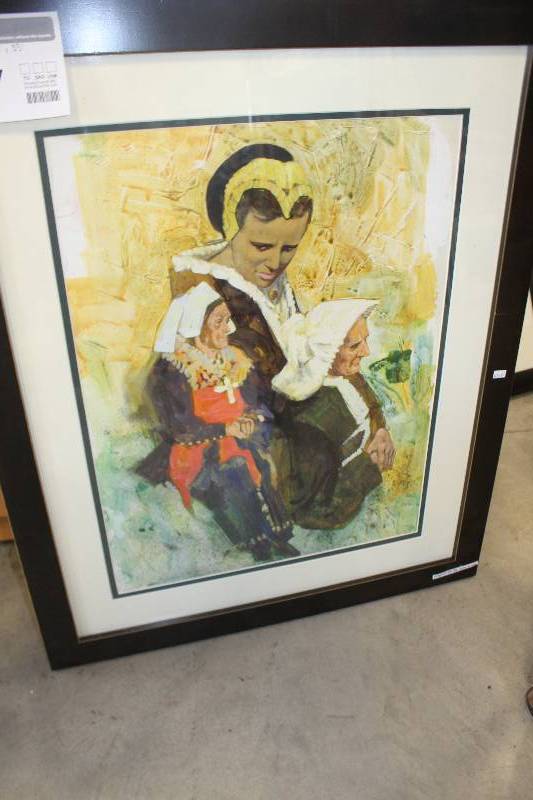 lot 347 image: Nuns by John Keely Signed Framed Matted Original Art