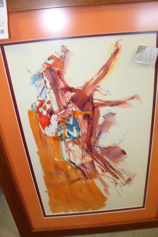 lot 349 image: Horse Race by John Keely Signed Framed Matted Original Art