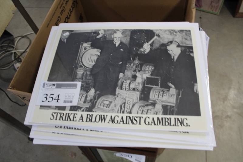 lot 354 image: Lot of (6) Strike A Blow Against Gambling Wall Art