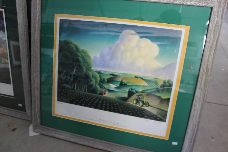 lot 404 image: John Deere Rolling Hills by Kim Behm #2562500 Signed Numbered Framed Matted Print