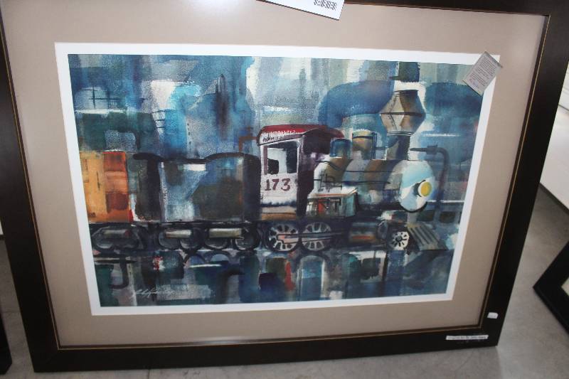 lot 413 image: Engine #173 Water Painting by John Keely Signed Framed Matted Original Art