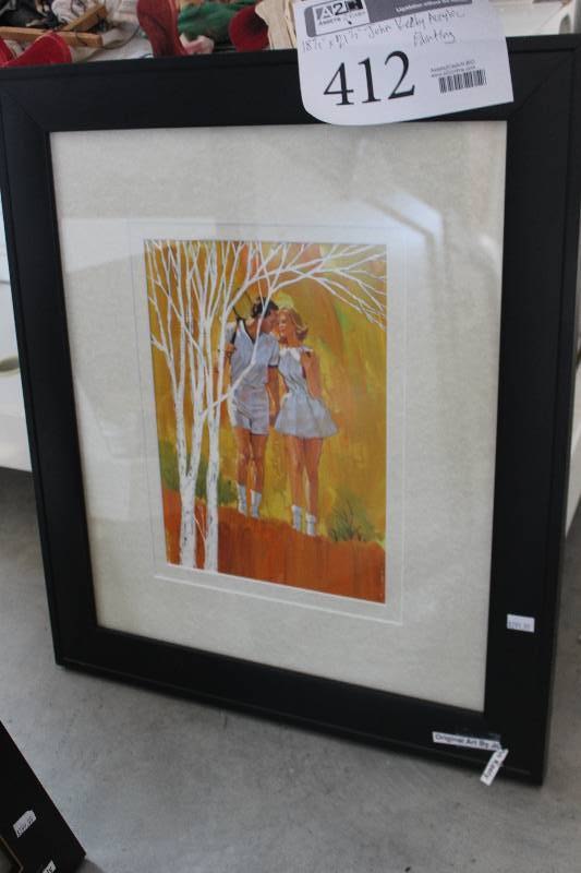 lot 412 image: Match Love Acyrlic Painting by John Keely Signed Framed Matted Original Art