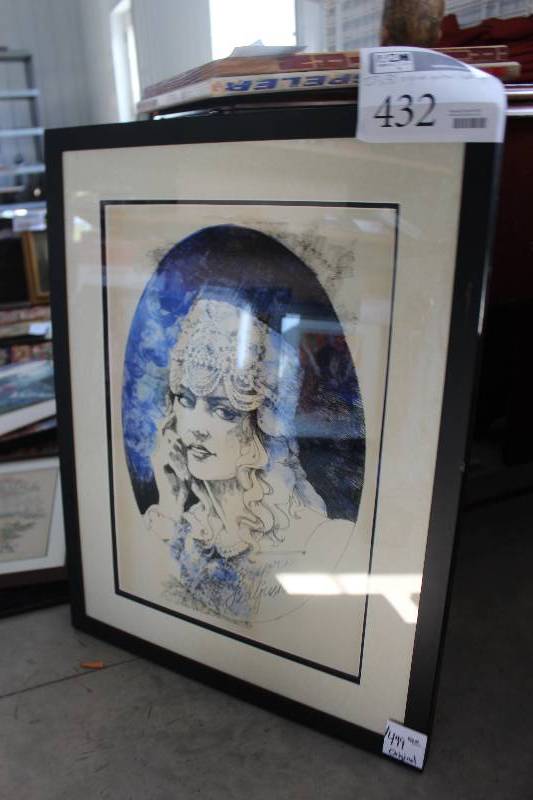 lot 432 image: Party Girl Framed Matted Wall Art