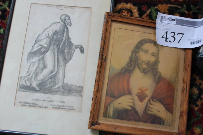 lot 437 image: Lot of (2) Wall Art, Framed & Framed Matted