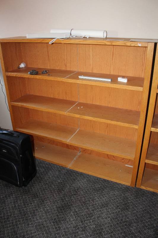 lot 457 image: Lot of (2) 4-Shelf Wood Bookcases