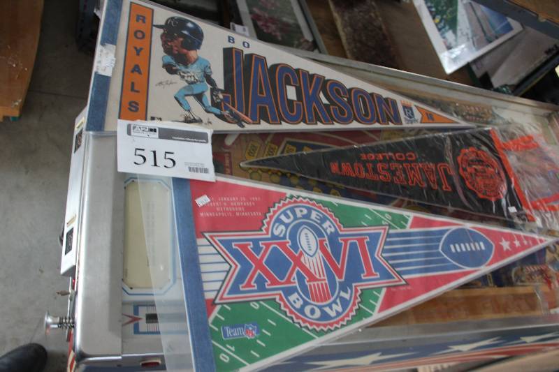 lot 515 image: Lot of (3) Baseball, Football Wall Penants