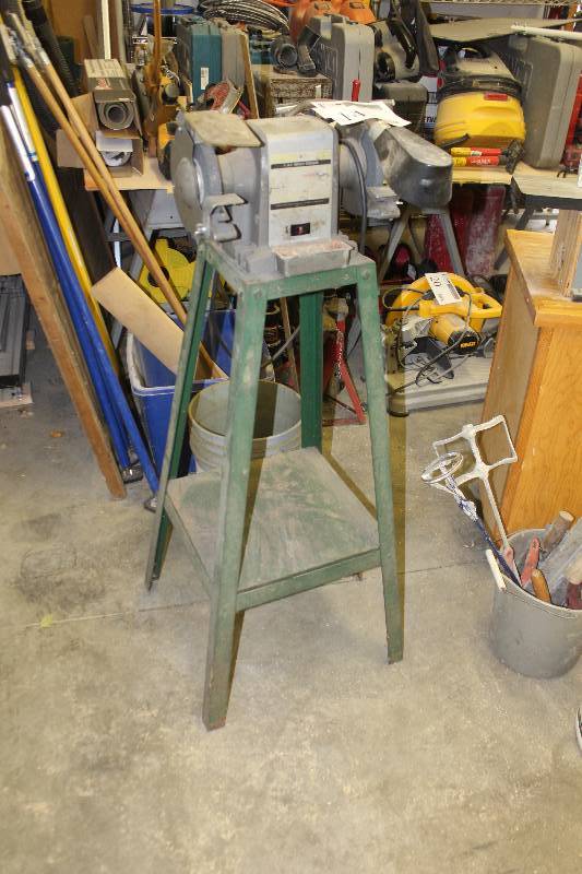 lot 14 image: Craftsman 12 hp Bench Grinder w Metal Floor Stand