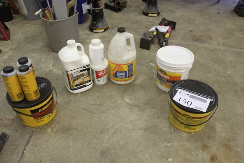 lot 150 image: Lot of (10) Bottles Quikrete Cement Supplies - Colors, Additives, Tile Repair Mortar, Super Patch