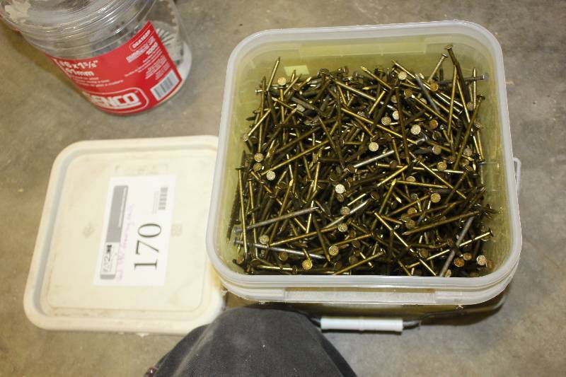 lot 170 image: Bucket Lot of 16d 3-14in. Coated Sinker Framing Nails