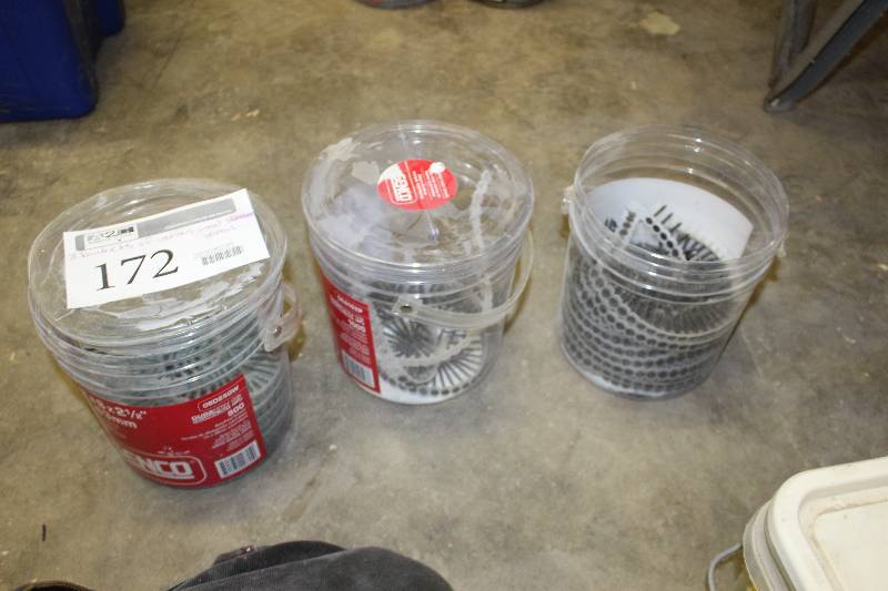 lot 172 image: Lot of (3) Buckets of Various Wood Screws