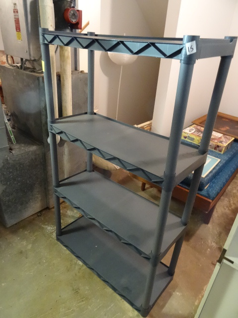 2 plastic Plano shelving units. 34 ...