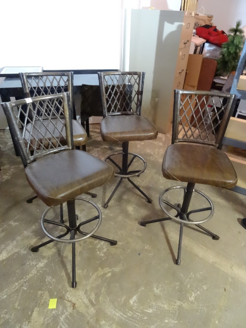 4 swivel metal framed stools. 26 s...