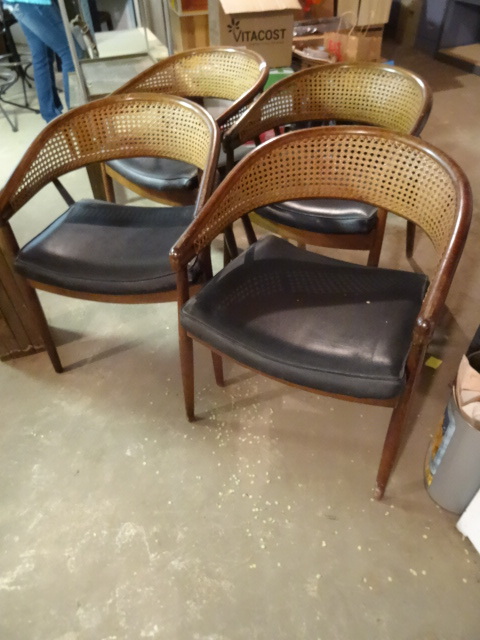 Qty 4 wicker back upholstered seat ...