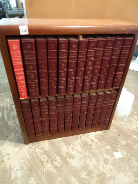 Wood book case with Brittanica ency...