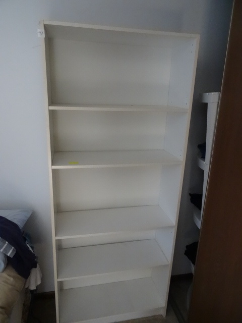 2 white bookcases. 4 shelves. 29 x ...