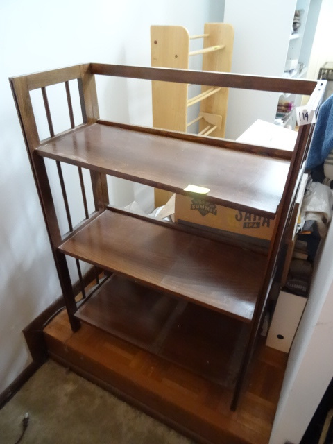 3 shelf wood book case. 28 x 12 x 3...